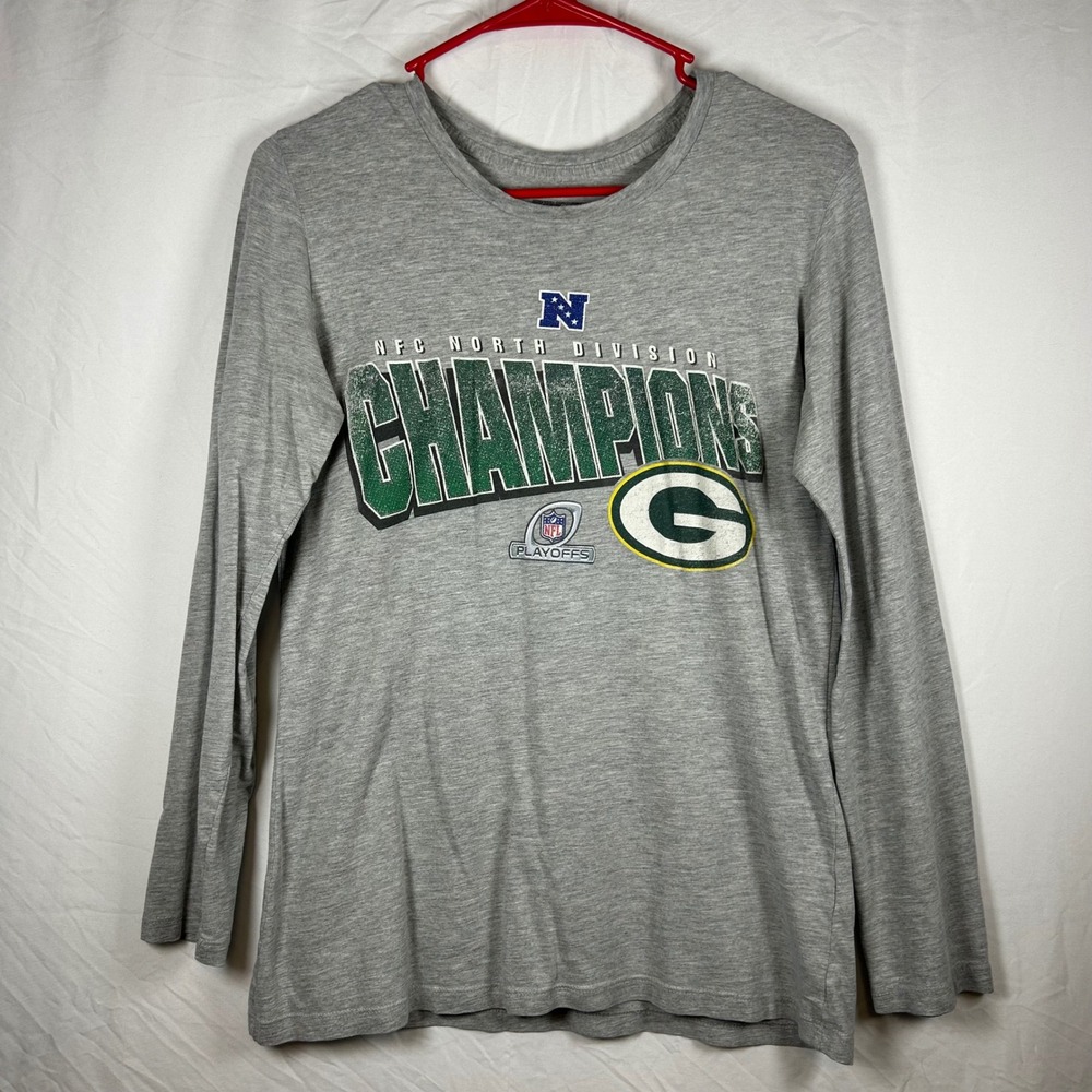 NFL Team Apparel Long Sleeve T-Shirt Womens Large Grey Good Green‎ Bay Packers